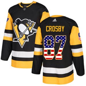 Herren Pittsburgh Penguins Eishockey Trikot Sidney Crosby #87 Authentic Schwarz USA Flag Fashion